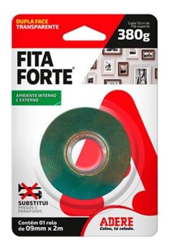 FITA FORTE DUPLA FACE MASSA ACRILICA TRANSP. ADERE 09MMX02M ADERE