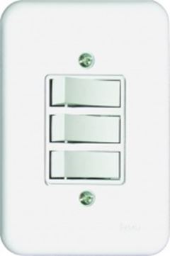 3 TECLAS SIMPLES COM PLACA (POLLAR BRANCA) RADIAL
