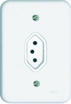 TOMADA 2 POLOS + TERRA 10A C/ PLACA POLLAR BRANCA RADIAL
