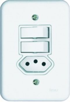 2 TECLAS SIMPLES E 1 TOMADA C/ PLACA 20A (POLLAR BRANCA) RADIAL