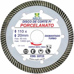 DISCO DIAMANTADO DE CORTE TURBO PORCELANATO 110 X 20 X 10MM MELFI