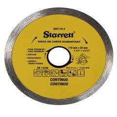 DISCO DE CORTE DIAMANTADO CONTINUO 110 X 20MM CATEGORIA STAR STARRETT