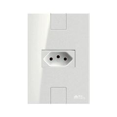 TOMADA 2P+T 10A 250VCA HORIZONTAL C/ PLACA CLICK BRANCA MECTRONIC